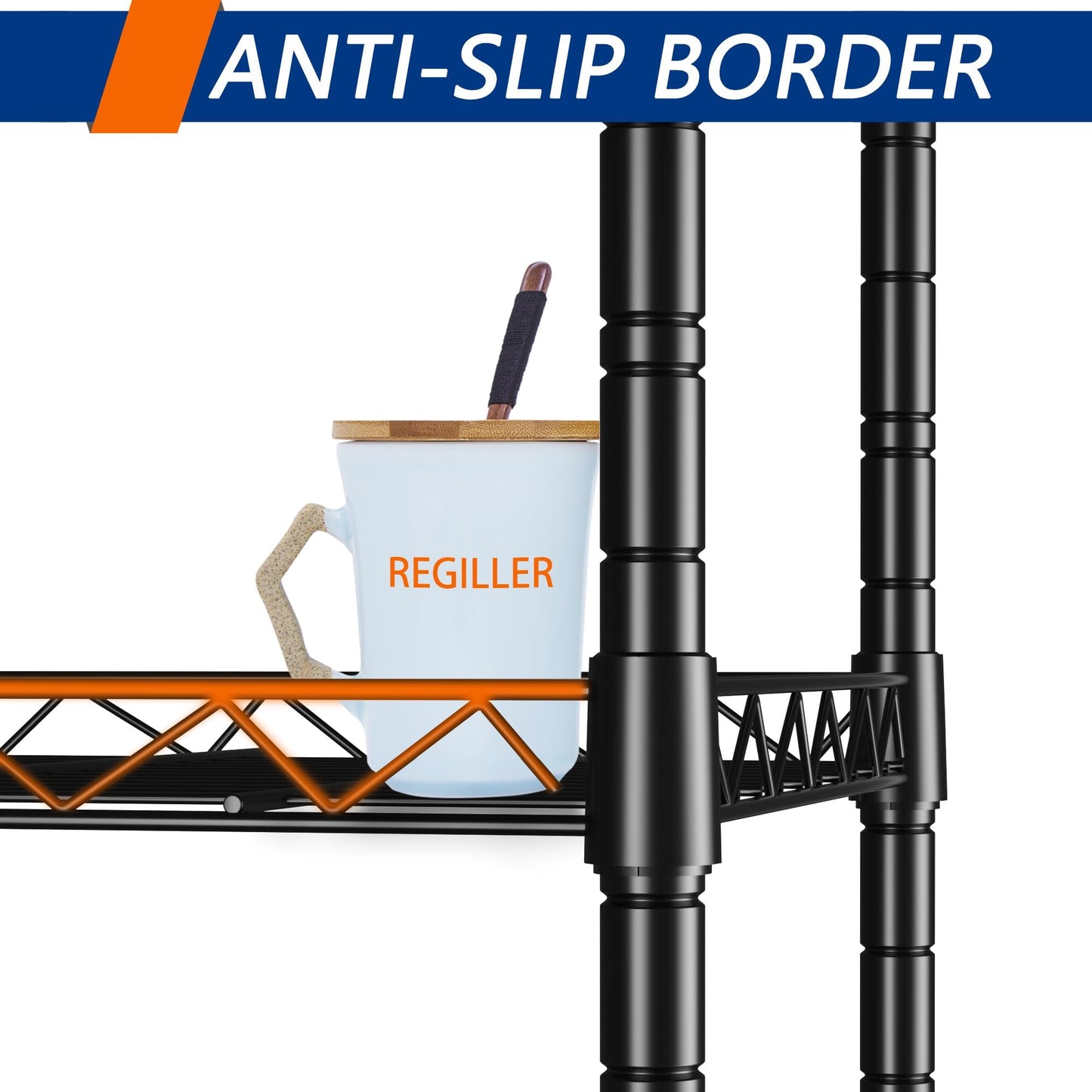 Adrinfly Premium Spider Web Steel Shelving Unit, 11.8"D x16.6"W x53.5"H, 500lbs Capacity, No Tools Assembly, Adjustable Shelves for Kitchen/Bathroom/Garage/Office, Sturdy & Space-Saving