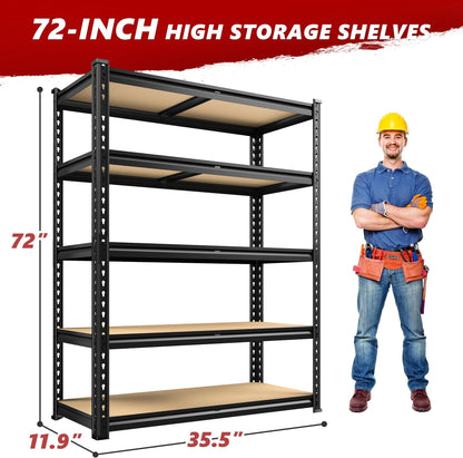 Adrinfly Heavy Duty 5-Tier Garage Shelving, 2020LBS Total Load, 404LBS per Shelf, Adjustable Metal Shelves for Garage, Pantry, Office - Sturdy Steel Storage Unit with Foot Pads