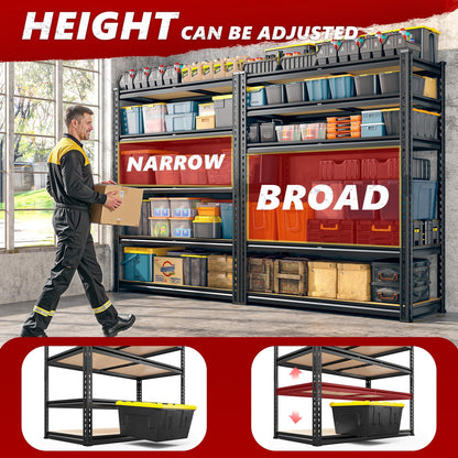 Adrinfly Heavy Duty 5-Tier Garage Shelving, 2020LBS Total Load, 404LBS per Shelf, Adjustable Metal Shelves for Garage, Pantry, Office - Sturdy Steel Storage Unit with Foot Pads