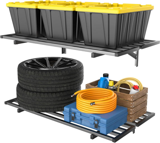 Adrinfly 24" x 48" Heavy-Duty Steel Wall Shelf, 400 lbs Capacity, Secure Locking Brackets, Rust-Resistant Powder-Coated, Sturdy Storage for Tools/Bins/Boxes