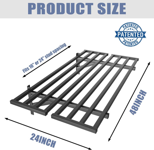Adrinfly 24" x 48" Heavy-Duty Steel Wall Shelf, 400 lbs Capacity, Secure Locking Brackets, Rust-Resistant Powder-Coated, Sturdy Storage for Tools/Bins/Boxes