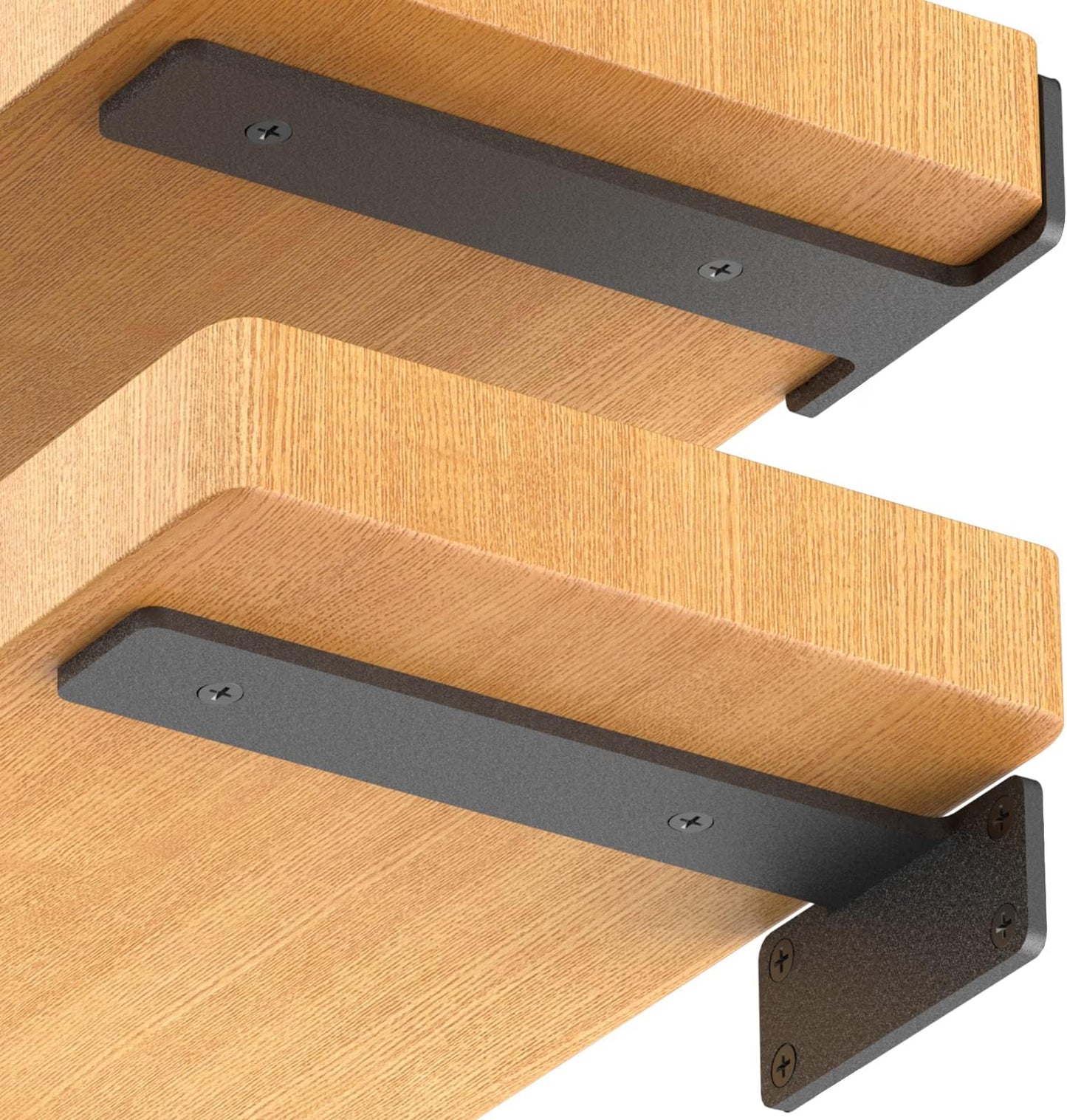 Adrinfly Real Hidden Floating Shelf Brackets, Heavy Duty 150Lbs Capacity, No Lips, Easy Install, Anti-Scratch Anti-Rust, Frosted Texture, Pair