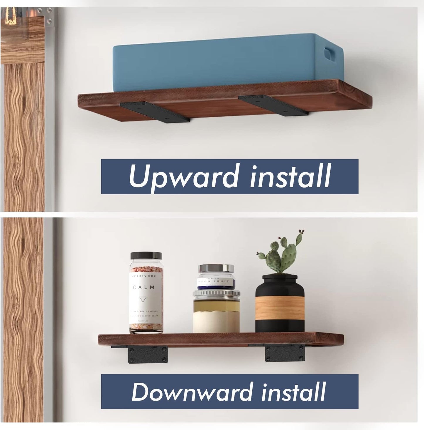 Adrinfly Real Hidden Floating Shelf Brackets, Heavy Duty 150Lbs Capacity, No Lips, Easy Install, Anti-Scratch Anti-Rust, Frosted Texture, Pair