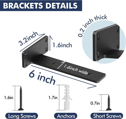Adrinfly Real Hidden Floating Shelf Brackets, Heavy Duty 150Lbs Capacity, No Lips, Easy Install, Anti-Scratch Anti-Rust, Frosted Texture, Pair