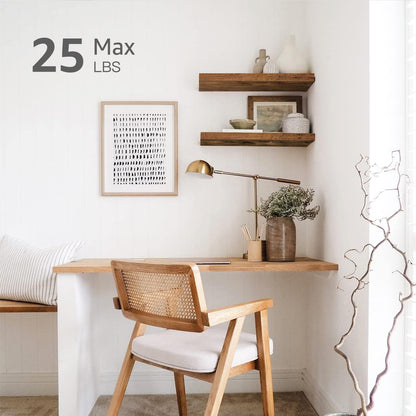 Adrinfly MDF Floating Shelf with Invisible Brackets, 23.6"W x 9.3"D x 1.5"H, 2 Shelves, 25 lbs Capacity, Farmhouse Wall Mount for Bathroom, Living Room, Easy Assembly